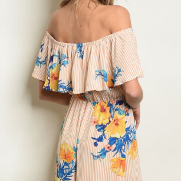 FLORAL OFF SHOULDER MAXI DRESS - Picture 2 of 8